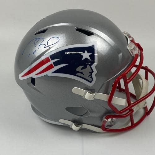 Dedikált/Aláírt Tom Brady, a Patriots FS Sebesség Replika Sisak Fanatikusok COA/LOA - Dedikált NFL Sisak