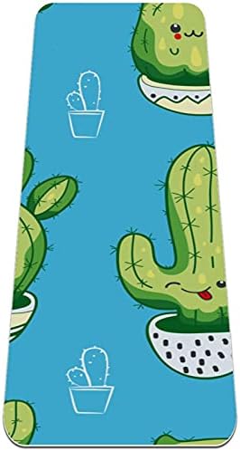 Jógaszőnyeg Mosolygó Kaktusz Cserepes Növény Kék Környezetbarát Csúszásmentes Fitness Edzés Szőnyeg Pilates