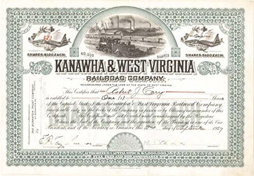 Kanawha Nyugat-Virginia Vasút - Raktáron Bizonyítvány