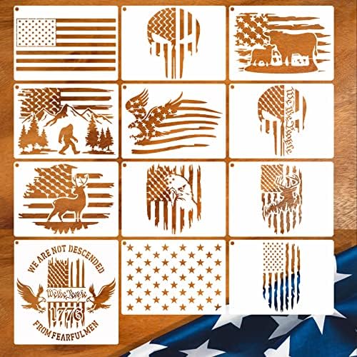 12db Amerikai Zászló Sablon Csillag Stencil Festés Unió 50 Csillagok 1776 Katonai Mi, A Nép, a Sablont
