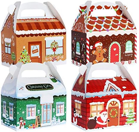 TOMNK 28 Pack Karácsonyi Ajándék Dobozok Cookie-Dobozok Kezelni Doboz 3D Xmas Ház Karton Gable Dobozok