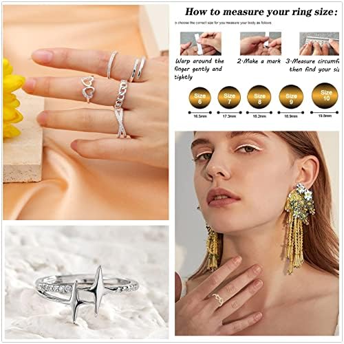 Honsny 14K Aranyozott Magasító Gyűrű Női Ezüst Gyűrű Készlet Tini Lányok Rakható Csülök Gyűrű Beállítása