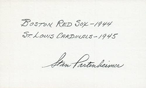 Stan Partenheimer 1944-Ben a Boston Red Sox Baseball Aláírt 3x5 Index Kártya Elhunyt - MLB Vágott Aláírás