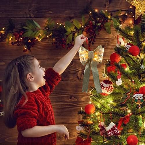 Karácsonyi Dekoráció Ajándék Fa Íjak Íj, Fa Doboz 1DB LED Dekor Díszek, Karácsonyi Koszorúk Izzó lakberendezés