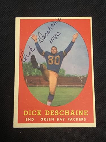 Dick Deschaine 1958 Topps Aláírt Dedikált Kártya 48 Green Bay Packers - Dedikált NFL Labdarúgó-Kártyák