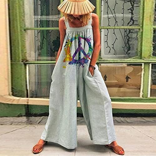 Női Tunika Kezeslábas Harisnyatartó Nadrág Széles Láb Játszó Nyomtatás Sleevess Playsuit Slim Fit Nadrág