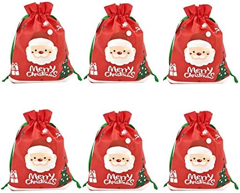 6 Csomag Karácsonyi Ajándék Táskák Aranyos Karácsonyi Ajándék Zsinórral Csomagolás Zsák Ünnepi Újrafelhasználható