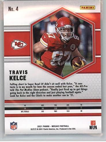2021 Panini Mozaik 4 Travis Kelce Kansas City Chiefs NFL Labdarúgó-Trading Card