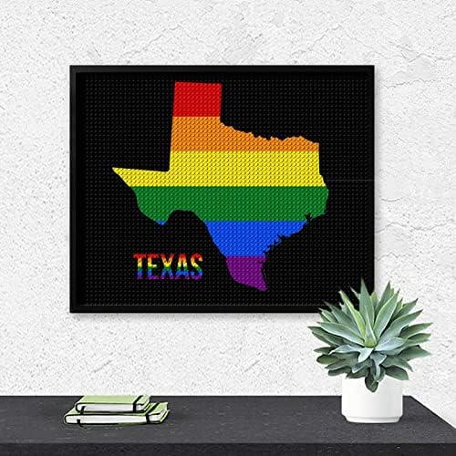 Texas Állam Térkép LMBT Szivárvány Zászló Gyémánt Festmény Készletek 5D DIY Teljes Gyakorlat Strasszos