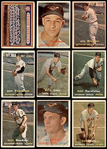 1957 Topps Baltimore Orioles Közelében Csapat készen áll Baltimore Orioles (Set) GD+ Orioles