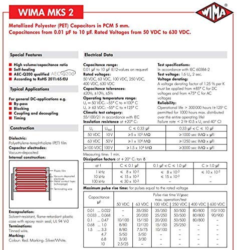 10DB 0.33 uf 330nf 334 63V WIMA MKS2 Audio Fokozatú Metalized Poliészter Kondenzátor