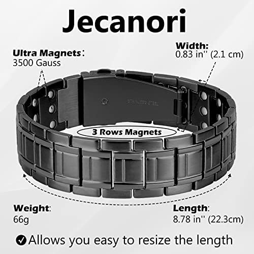 Jecanori 3X Ultra Mágneses Karkötő, Gyűrű,a Férfiak, a Nagy Titán-Acél Karkötő & Réz Mágneses Gyűrű,Valentin-Napi
