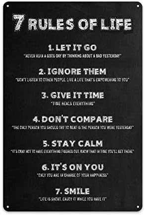7 Szabályokat az Élet Fém Adóazonosító Jele, - 8x12 Hüvelyk Motivációs Plakát Inspiráló Fali Dekoráció