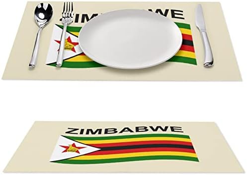 Zászló Zimbabwe PVC Táblázat Szőnyeg Mosható Placemats Terítő Asztal Pad Asztal