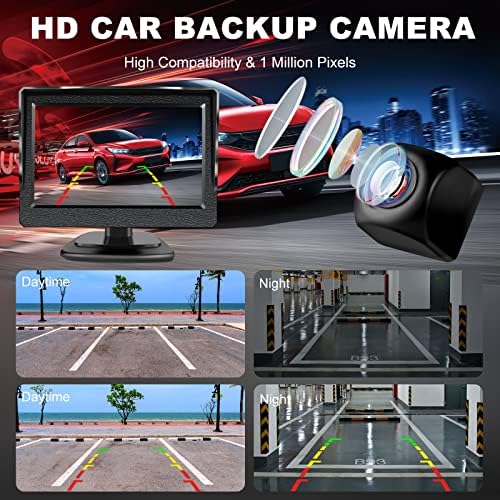 HOSOOD 5.0 Hüvelykes HD Biztonsági Kamera tolatókamera Monitor 12V Autó, Könnyű Telepítés Plug and Play