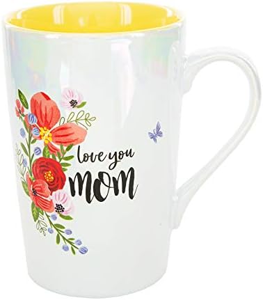Pavilion Ajándék Cég Szeretlek Anya 15 Oz Kőedény Színjátszó Virágos Latte Kávé Csésze, Bögre, Fehér
