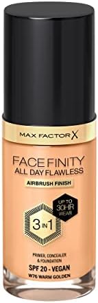 Max Factor Facefinity 3 az 1-ben Minden Nap Hibátlan Folyékony Alapítvány, SPF 20-76 Meleg Arany, 30 ml