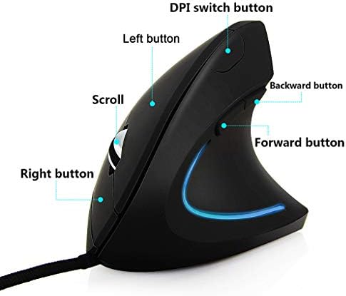 ForHe Vezetékes Jobb Kéz Függőleges Egér Ergonomikus Gaming Mouse 800/1200/1600 DPI USB Optikai Csukló