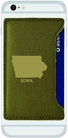 Iowa Tartós Vászon Mobiltelefon-Kártya Tartóját-Állami Forma-Olívaolaj