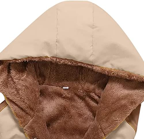 PRDECEXLU Téli Kabát Hölgyeim Hosszú Ujjú Y2k Tunika Kabát Munka Pamut Kényelmes, Meleg Colorblock Kapucnis