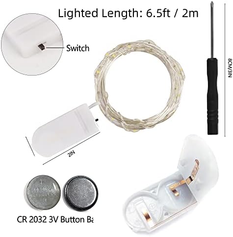 WATERGLIDE 24 Pack tündérfény elemmel működő (Tartozék), 6.5 ft 20 LED-es Mini String Fények, Vízálló