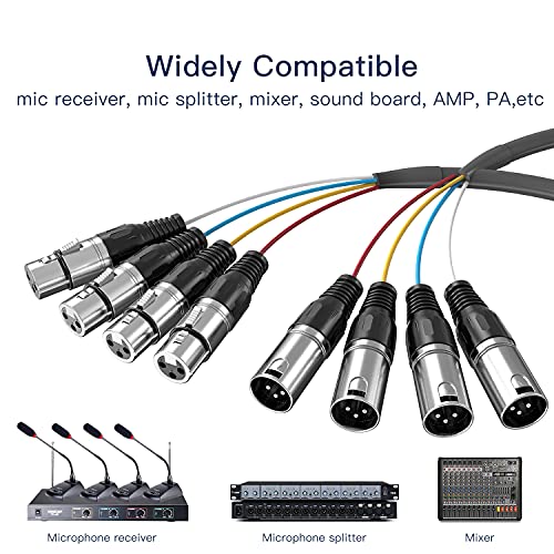 4 Csatorna, XLR Kígyó, Ancable 6 láb(2m) XLR Férfi-Nő Audio Kábel Szín Kódolt, Mikrofon Kábel