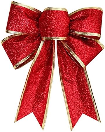 Karácsonyi Masni Dekoráció,Karácsonyfa Íj Sequin Csokornyakkendőt Arany, Ezüst-Vörös Bowknot Szalag Íjak,