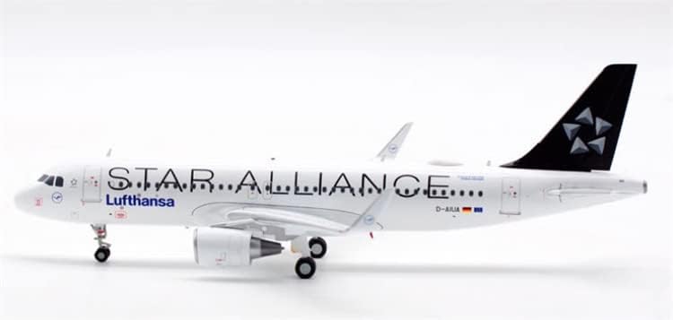 JC Szárnyak a Lufthansa Airbus A320 Star Alliance D-AIUA állvánnyal 1/200 FRÖCCSÖNTÖTT Repülőgép Előre