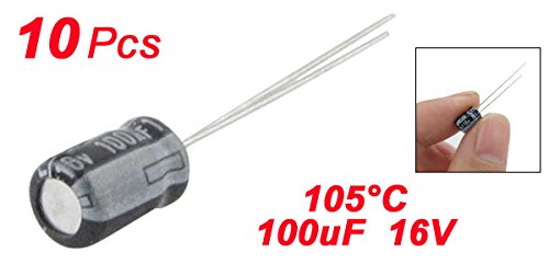 Uxcell 10 x 100Uf 16V 105C Radiális Elektrolit Kondenzátor, 5 x 7 mm