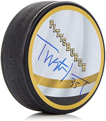 Tristan Jarry Pittsburgh Penguins Dedikált Fordított Retro Jégkorong - Dedikált NHL Korong