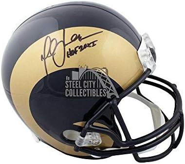Marshall Faulk HOF Aláírt a St. Louis Rams Arany Teljes Méretű Futball Sisak SZÖVETSÉG - Dedikált NFL