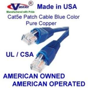 Made in USA, (11 Ft), Cat5e Ethernet Patch Kábel RJ45 Számítógép-Hálózati Kábel - Kék,