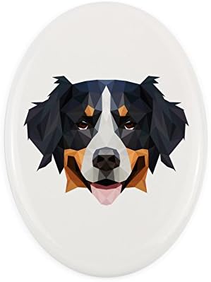 Berni-Hegyi Kutya, Sírkő Kerámia Plakett egy Kép egy Kutyát, Geometriai