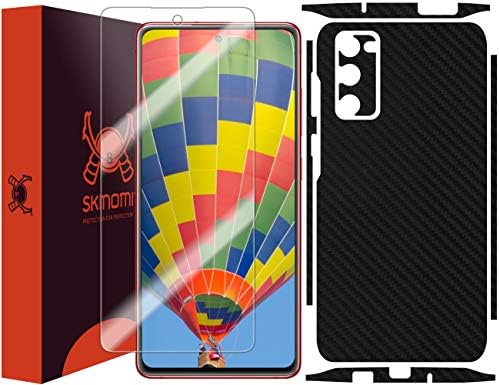 Skinomi Fekete Szénszálas Teljes Test Bőr Kompatibilis a Samsung Galaxy S20 FE (6.5 inch, Fan Edition)(Teljes