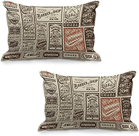 Ambesonne Antik Steppelt Pillowcover, Összetétele Régi Reklám Minták Újság Nosztalgia Illusztráció, Standard