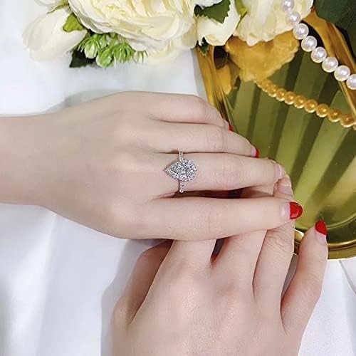 2023 Új Fényes Csepp Diamon Gyűrű Cirkónia Zenekar Női Gyűrűk Kéz, a Szív Gyűrű (Ezüst, 9)