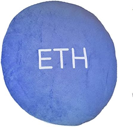 BitcoinMerch.com - Kék Ethereum (ETH) Lekerekített Eliptical Kitömött Plüss Párna Hímzett Logó Fizetőeszköz