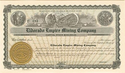 Eldorado Birodalom Bányászati Co. - Raktáron Bizonyítvány