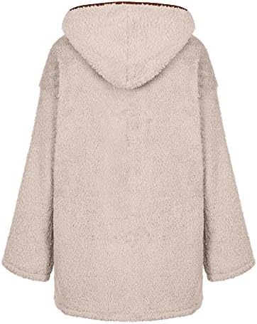 PRDECEXLU Téli Bálba Menő Hosszú Ujjú Kabát Női Kapucnis Zip Fleece Termikus Kapucnis Kényelem egyszínű