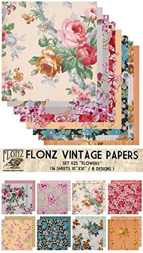 Papír Csomag (18sh 10x10) Csokor Virág FLONZ Vintage Papír Scrapbooking, valamint Kézműves