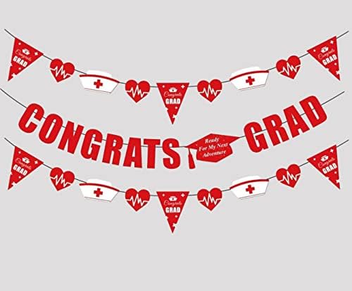 Nővér Congrats Grad Banner Gratulálok Orvosi Iskola, Kórház Lóg Dekoráció Ápolási Érettségi Party Kellékek