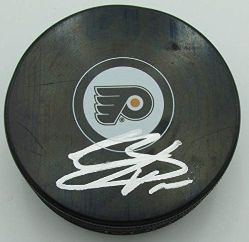 Tyrell Goulbourne Philadelphia Flyers Dedikált/Aláírt Szórólapok Logó Korong 140617 - Dedikált NHL Korong