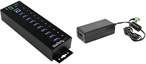 StarTech.com 10-Port USB 3.0 Hub - 5Gbps - Fém Ipari USB-Hub & com DC Adapter - 20V, 3.25 EGY - Univerzális
