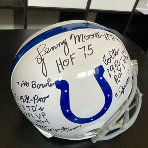 Lenny Moore Aláírt Erősen Írva Karrier STATISZTIKA Baltimore Colts Sisak SZÖVETSÉG COA - Dedikált NFL