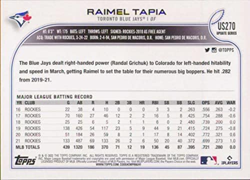 2022 Topps Frissítés US270 Raimel Tapia NM-MT Toronto Blue Jays Baseball