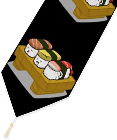 Vicces Alszik Sushi Élelmiszer asztali Futó 90 Húsvéti Asztalra Futó Dekoráció Esküvő Ünnep, Fekete