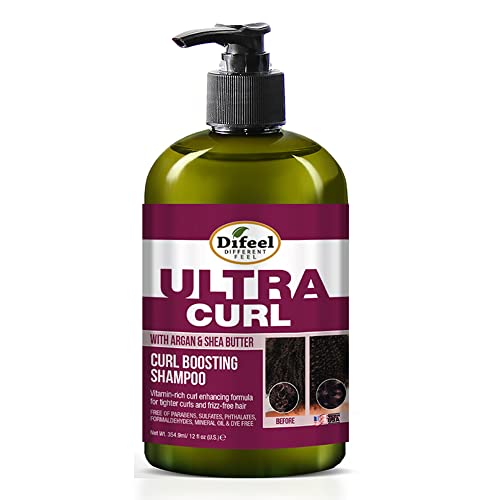 Difeel Ultra Curl Argan & Shea Vaj - Curl Fellendítése Sampon 12 oz., - Szulfát Mentes Sampon Természetes